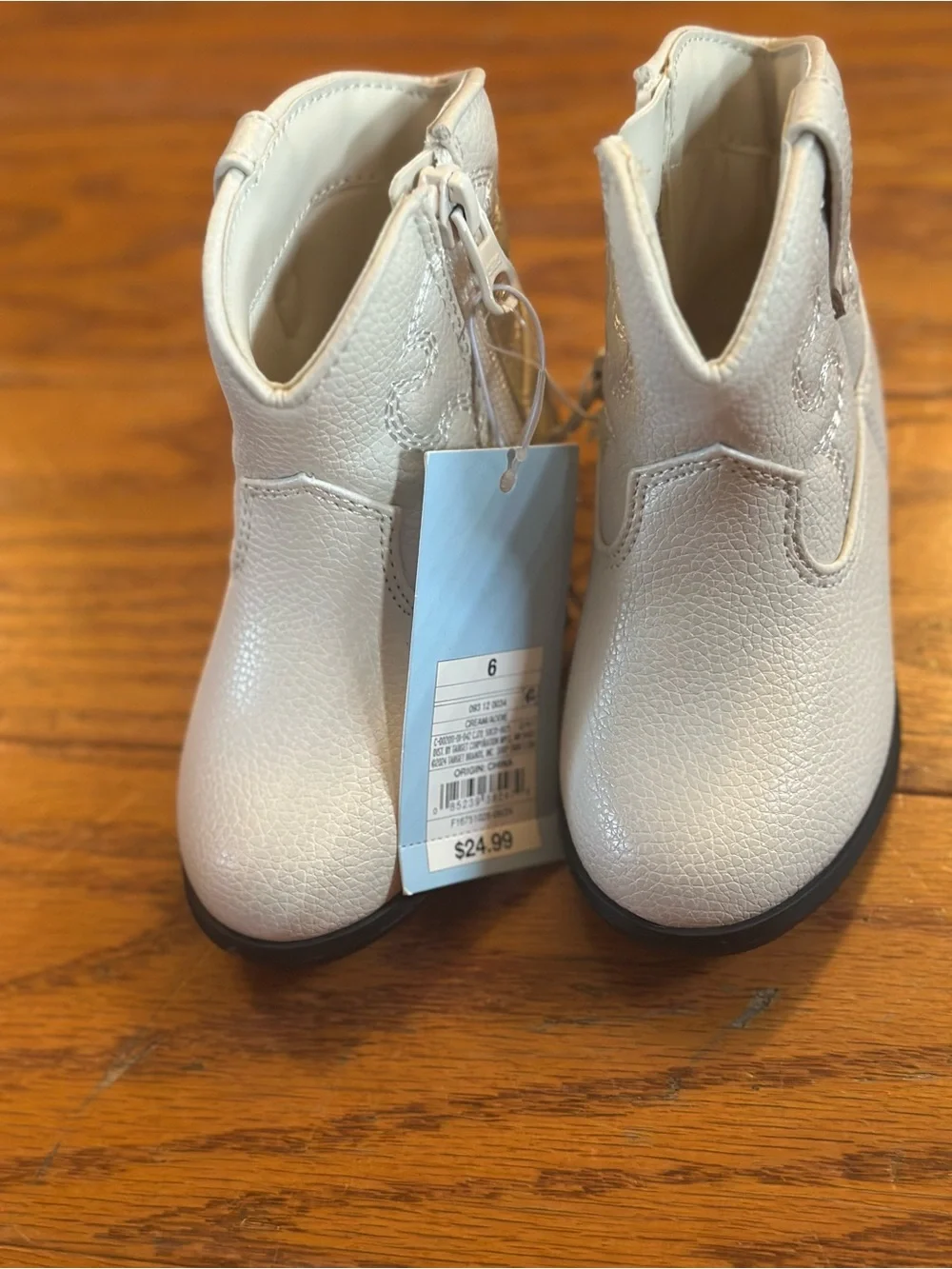 Cat & Jack White Faux Leather Toddler Western Booties